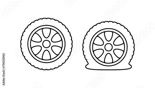 Flat tire line icon isolated on white background. © Maman