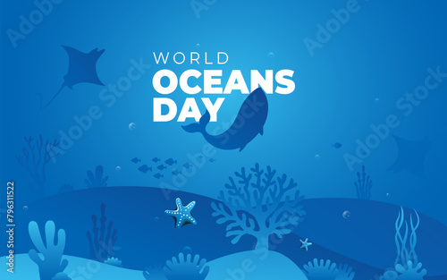 World Oceans Day Vector Background Design Illustration