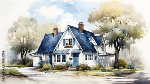 Dutch Minimalism house watercolor photo