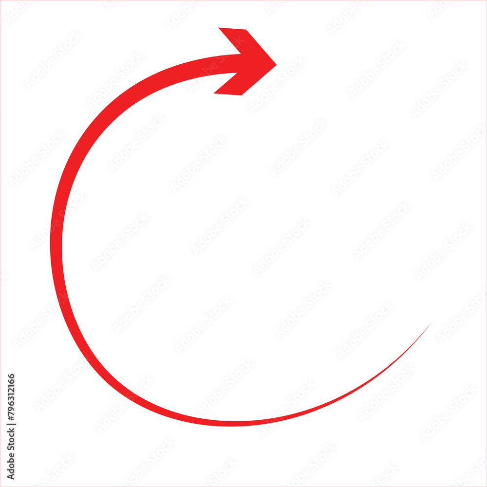 Curved red arrow pointing right. Red arrow. Round arrow. Curved red arrow pointing right. Red arrow. Round arrow.