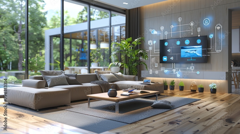 Fototapeta premium Smart Home Technology: Connected Devices in a Modern Setting