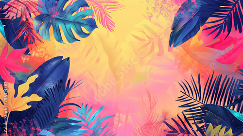 Illustration of tropical colorful background with place for text  © Iva