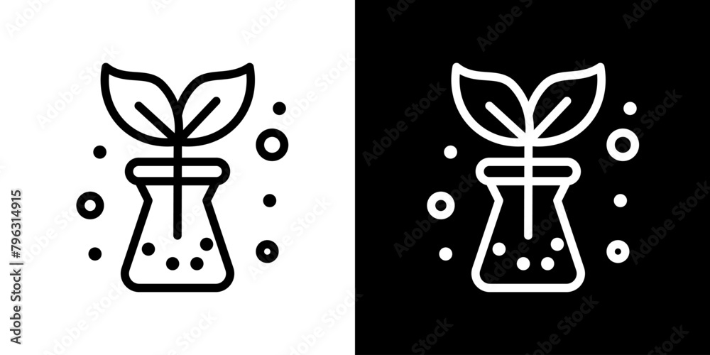 Plant icon. Flower. Potted plants. Clean air. Decoration. Black icon. Silhouette icon