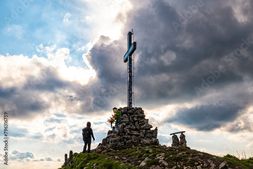 Peak cross on Mount Bolettone in Lombardy photo