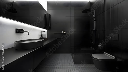 Minimalist Black Bathroom w...