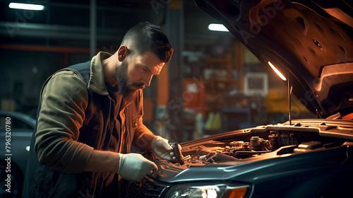 mechanic working in car engine repair shop © Volodymyr