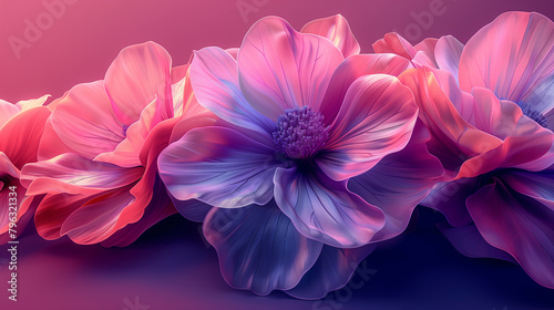 pink and blue flowers on pink background © Irina