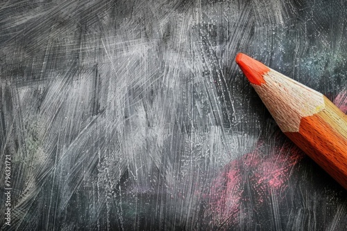 Close up of a pencil on a chalkboard, ideal for educational concepts