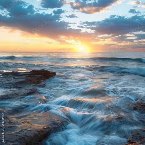 Crashing waves at sunrise © Pairat