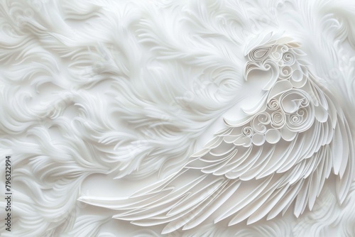 Detailed paper cut bird on white background, great for arts and crafts projects photo