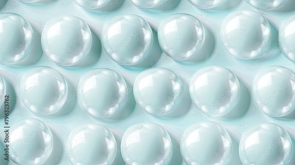 The seamless background is made of white pearls on a light blue background The seamless background is made of white pearls on a light blue background