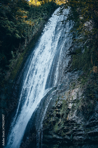 Waterfall in Tbilisi botanical garden low angle view