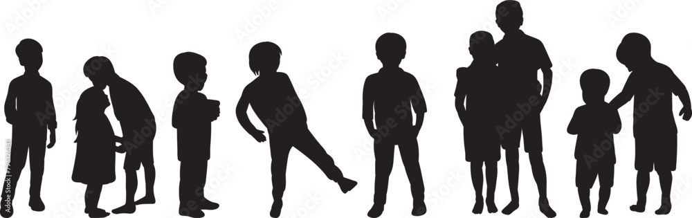 children set silhouette on white background vector