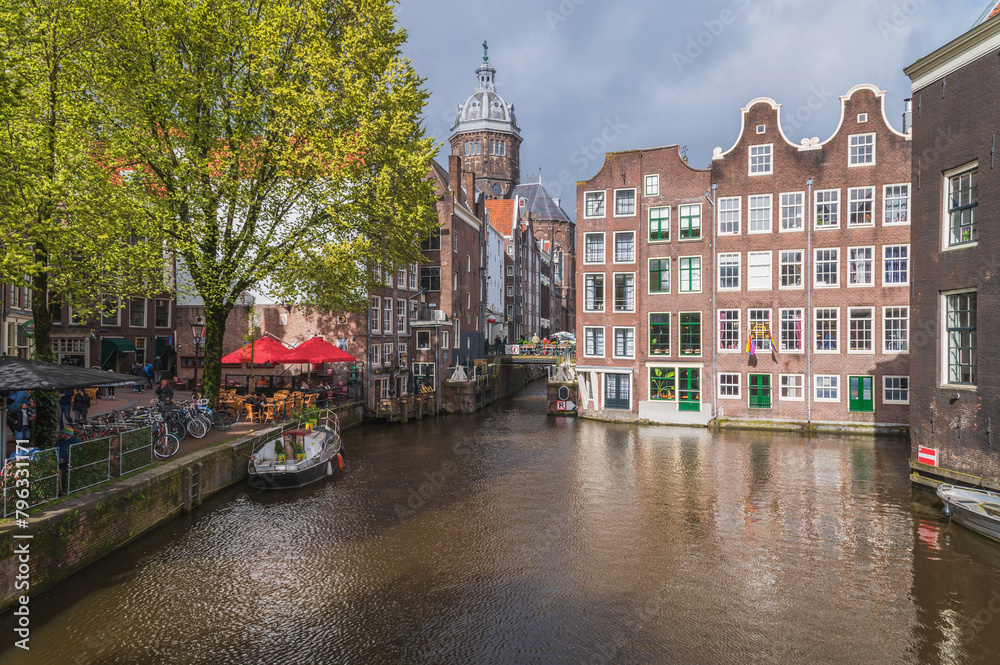 Canal and architecture in Amsterdam, Netherlands