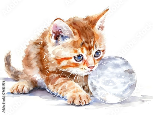 Playful Kitten Curiously Pa...