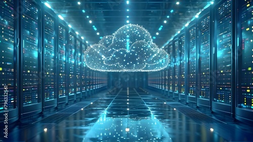 Cloud computing connects devices to digital storage in data centers over the Internet. Concept Cloud Computing, Data Centers, Digital Storage, Internet Connection, Device Connectivity photo