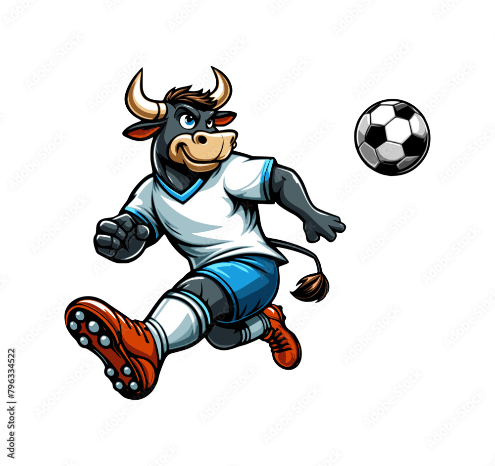 cartoon character of bull plays football (artwork 2) cartoon character of bull plays football (artwork 2)