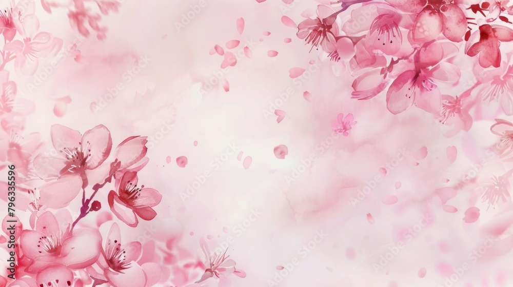 Watercolor flowers on a pastel pink background.
