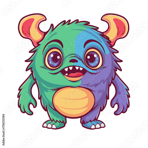 Cute Kawaii Monster - Funny Cartoon Animal Vector Illustration  EPS 10 