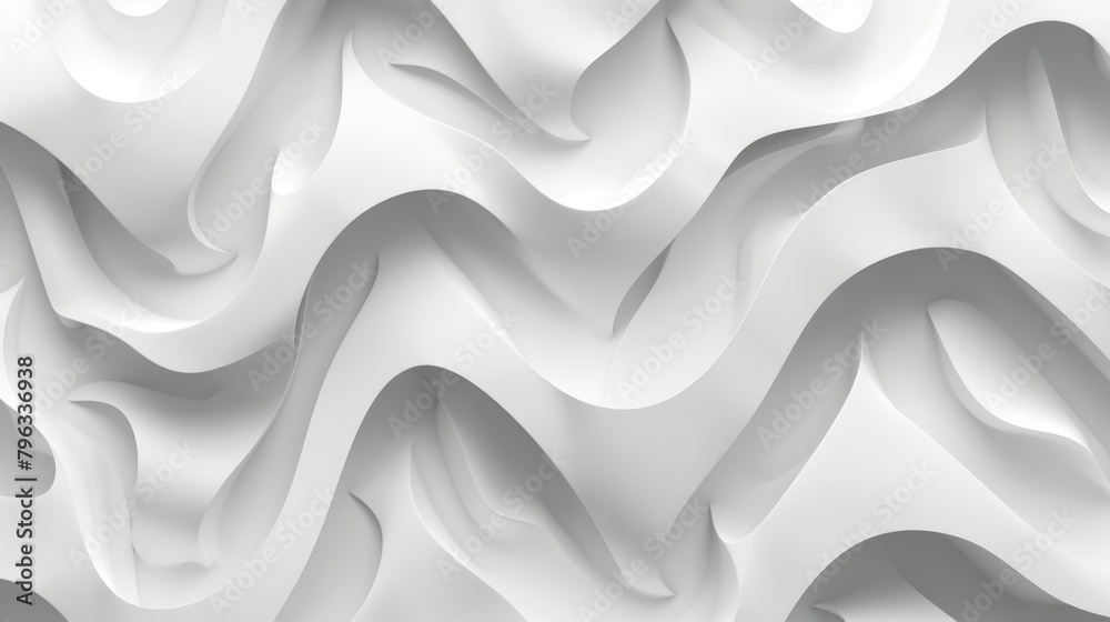 Fototapeta premium White abstract wavy sculpture. 3D render of fluid dynamic forms.