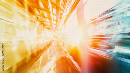 Dynamic abstract blur conveying speed and energy, with a spectrum of yellow to orange hues resembling light through a prism.