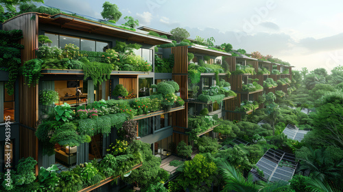 Sustainable living concepts, green technology, solar panels, clear skies, eco-conscious, documentary style,generative ai © Pawina