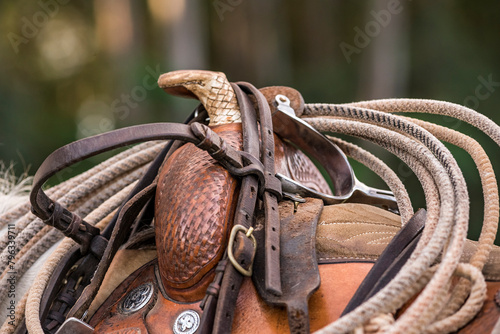 Detail of a western saddle