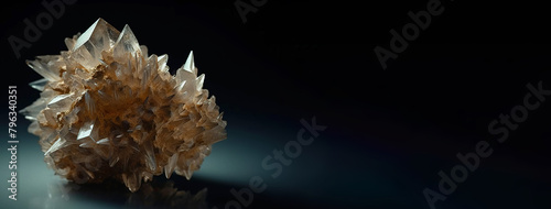 Cerussite fossil mineral stone. Geological crystalline fossil. Dark background close-up. photo