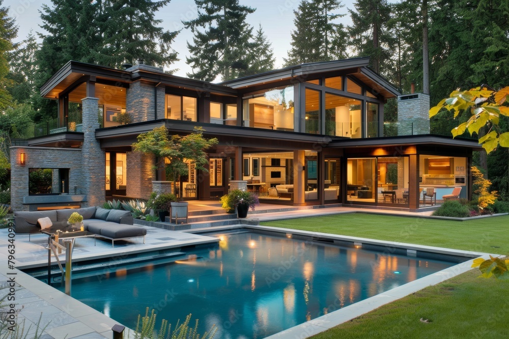 Modern house with garden and swimming pool