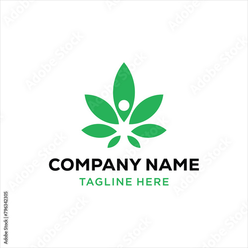 creative People and Marijuana Leaf logo design, design inspiration, vector