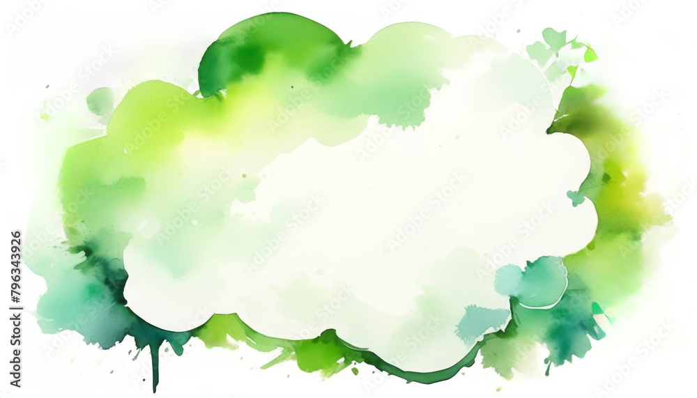 Abstract green watercolor splash background with space for text, ideal for spring concepts and St Patrick's Day designs