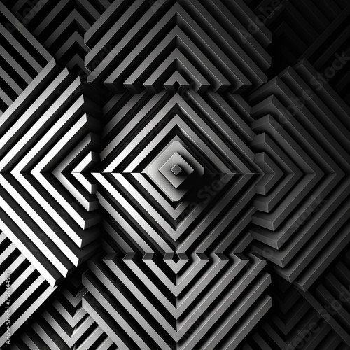 Abstract dark geometric architecture  modern minimalist black and white design