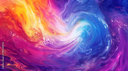 Psychedelic swirl of vibrant colors, dynamic liquid abstract, artistic fantasy background