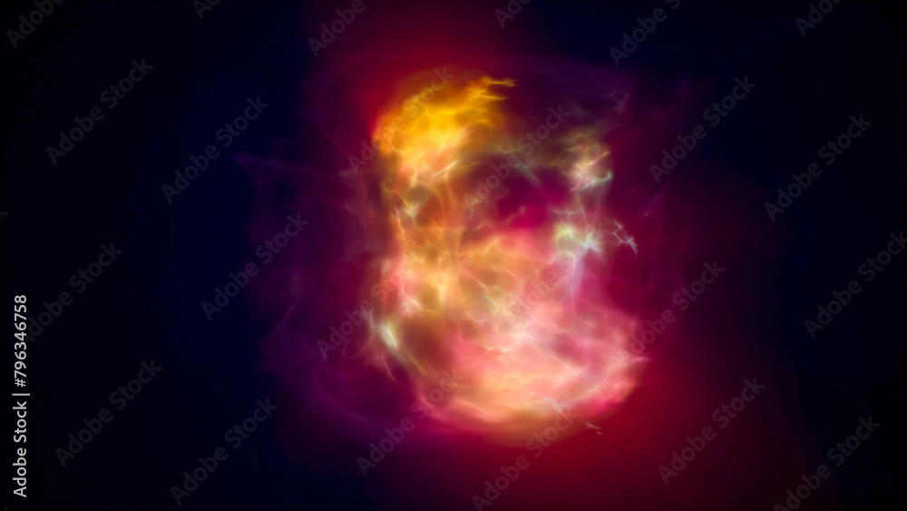 Fototapeta premium Yellow energy magic waves and lines of liquid plasma smoke particles futuristic . Abstract background