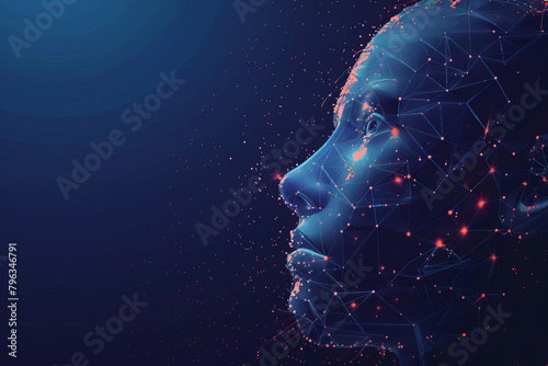 Digital human head with futuristic technology design