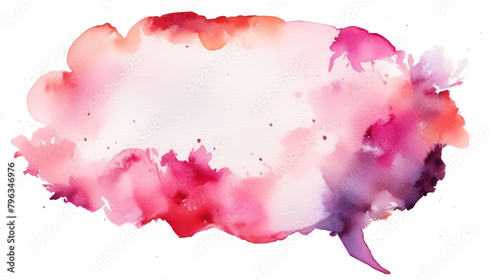 Abstract watercolor splash speech bubble in pink and blue tones, ideal for romantic messages and Valentine's Day designs