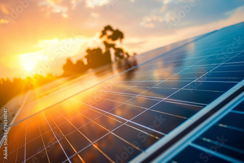 Sunlight shining down on a warehouse rooftop equipped with solar panels, supporting renewable energy initiatives.