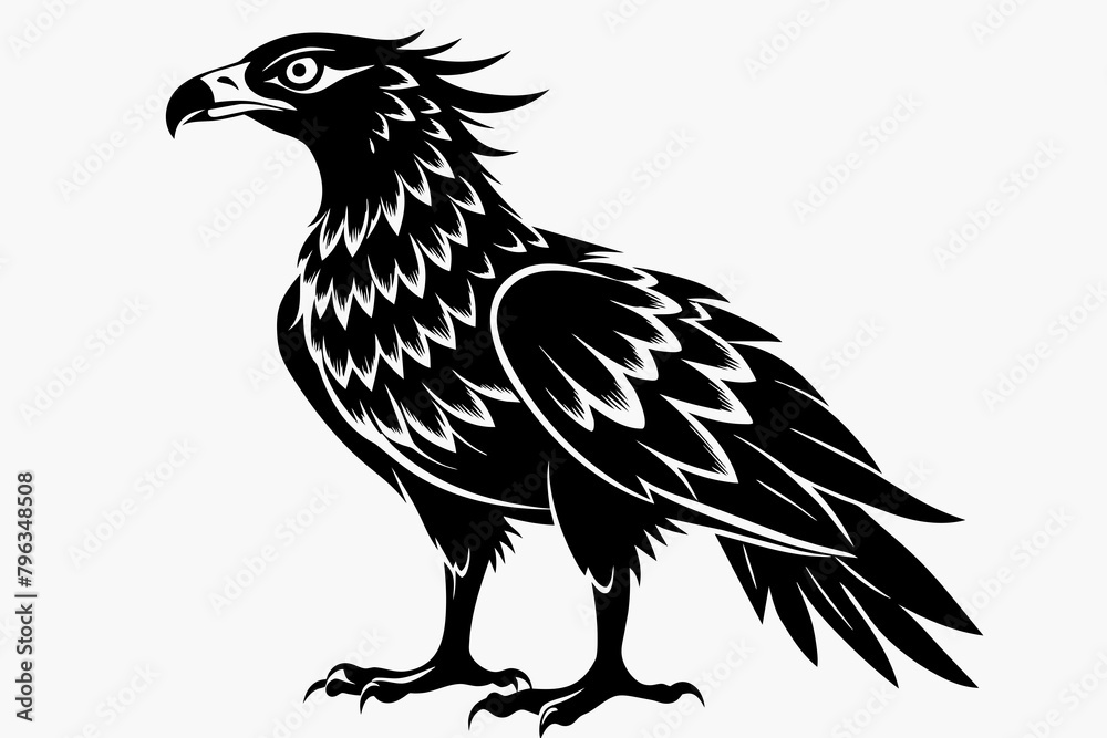 Oriental honey buzzard black silhouette vector.
