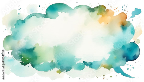 Abstract watercolor speech bubble with vibrant blue and green hues, ideal for creative communication themes and artistic backgrounds