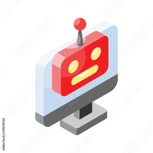 Online chat bot isometric icon in trendy style