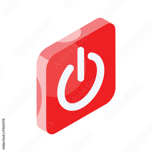 Grab this amazing isometric icon of power button, shutdown button