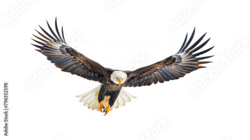 American Bald Eagle flies off with clipping path