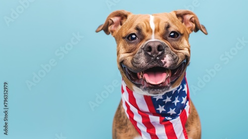 Pitbull with American flag