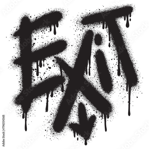 graffiti Exit text sprayed in black over white.