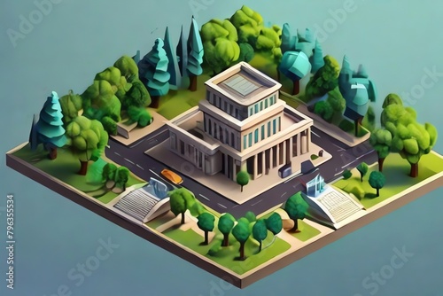 Generative AI. Isometric Government City 