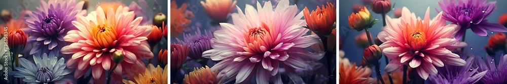 Colorful flowers collection. Generative ai design art concept.