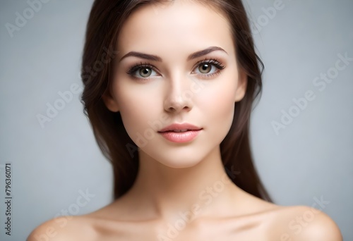 Portrait of a young beautiful charming woman smiling on a clean background 