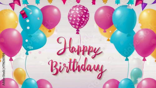 Happy Birthday typography vector design for greeting cards and poster with balloon  confetti and gift box  design template for birthday celebration. 