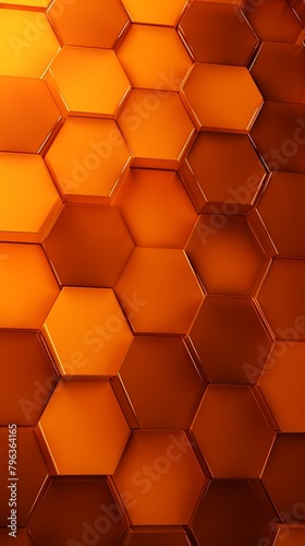 Orange hexagons pattern on orange background. Genetic research  molecular structure. Chemical engineering
