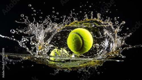 a tennis balls splashing into water © Dumitru
